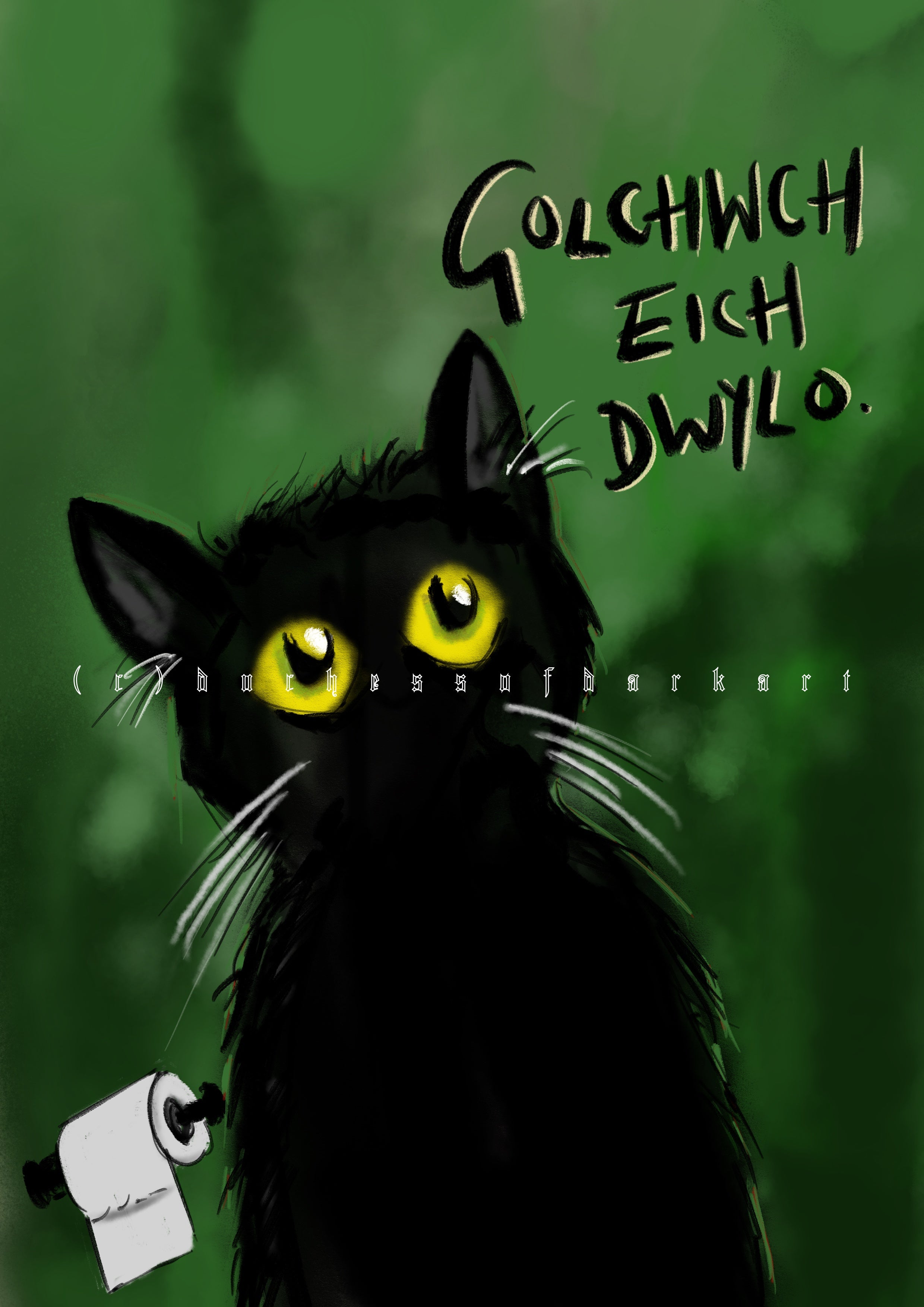 Black cat Golchwch Eich Dwylo 