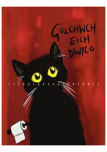 Black cat Golchwch Eich Dwylo 