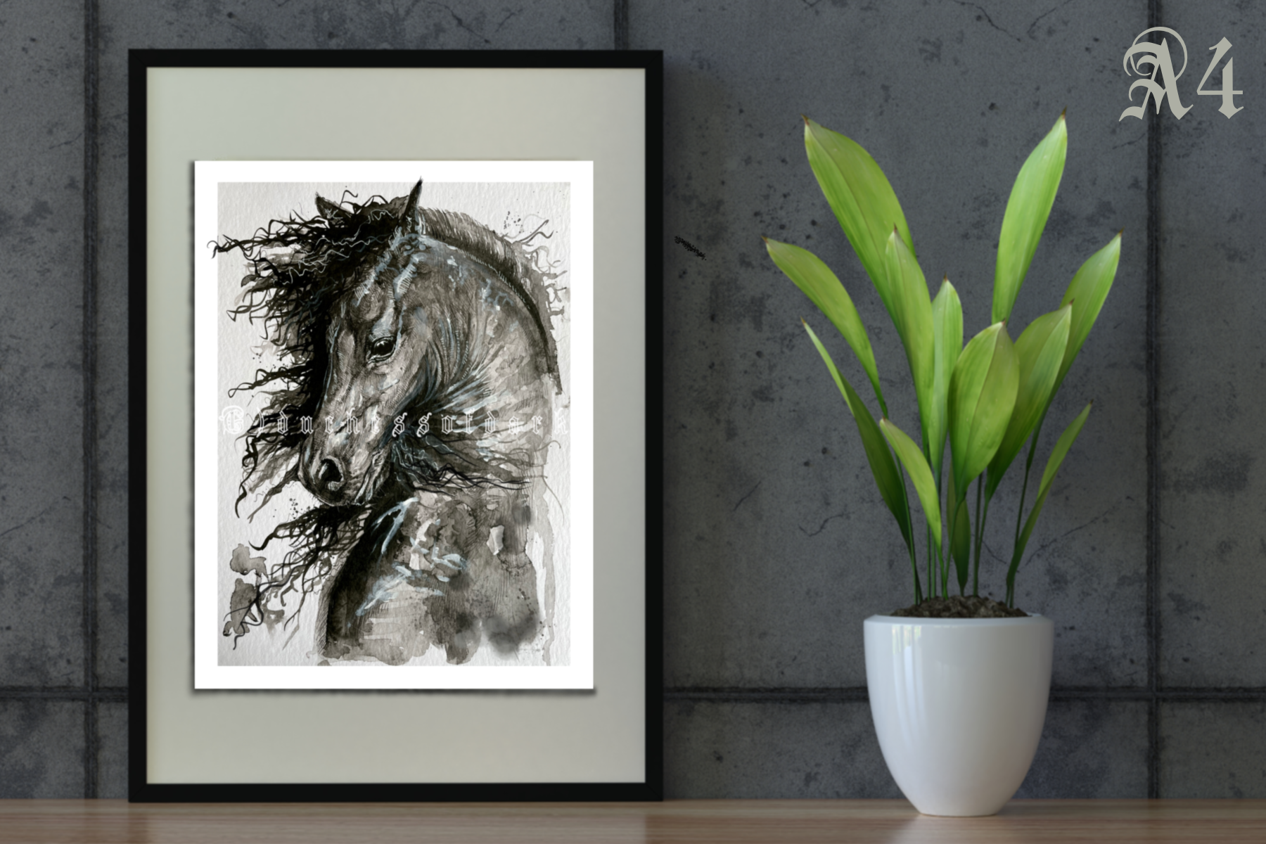 Friesian Beauty Horse Equine Fine Art Giclee Print Postcard A6/ A5/ A4 - gothic animal dark art