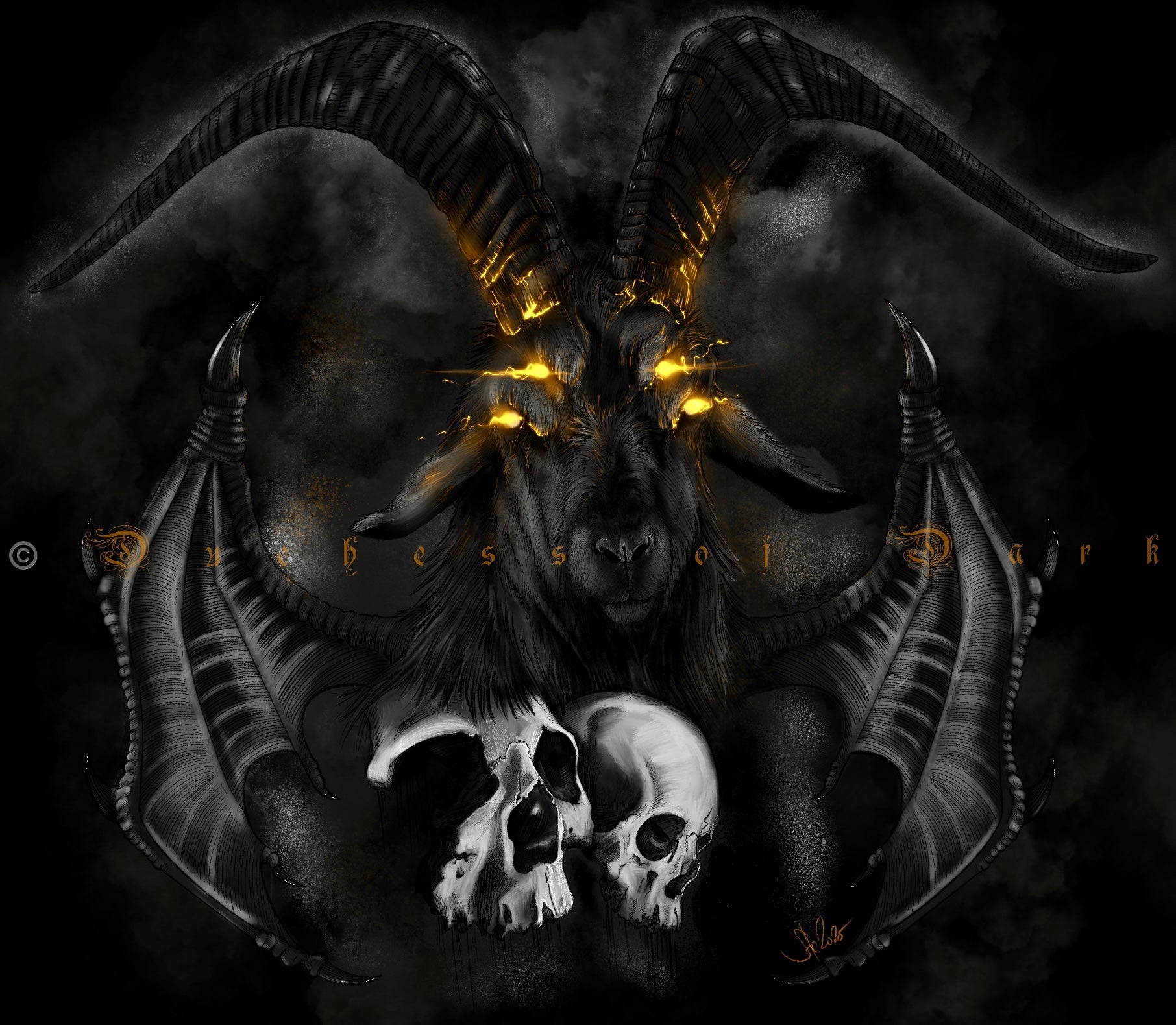 ‘The Black Goat’ Skull Dark Horror Fine Art Giclee Print Postcard A6/ A5/ A4 Lovecraft Tribute