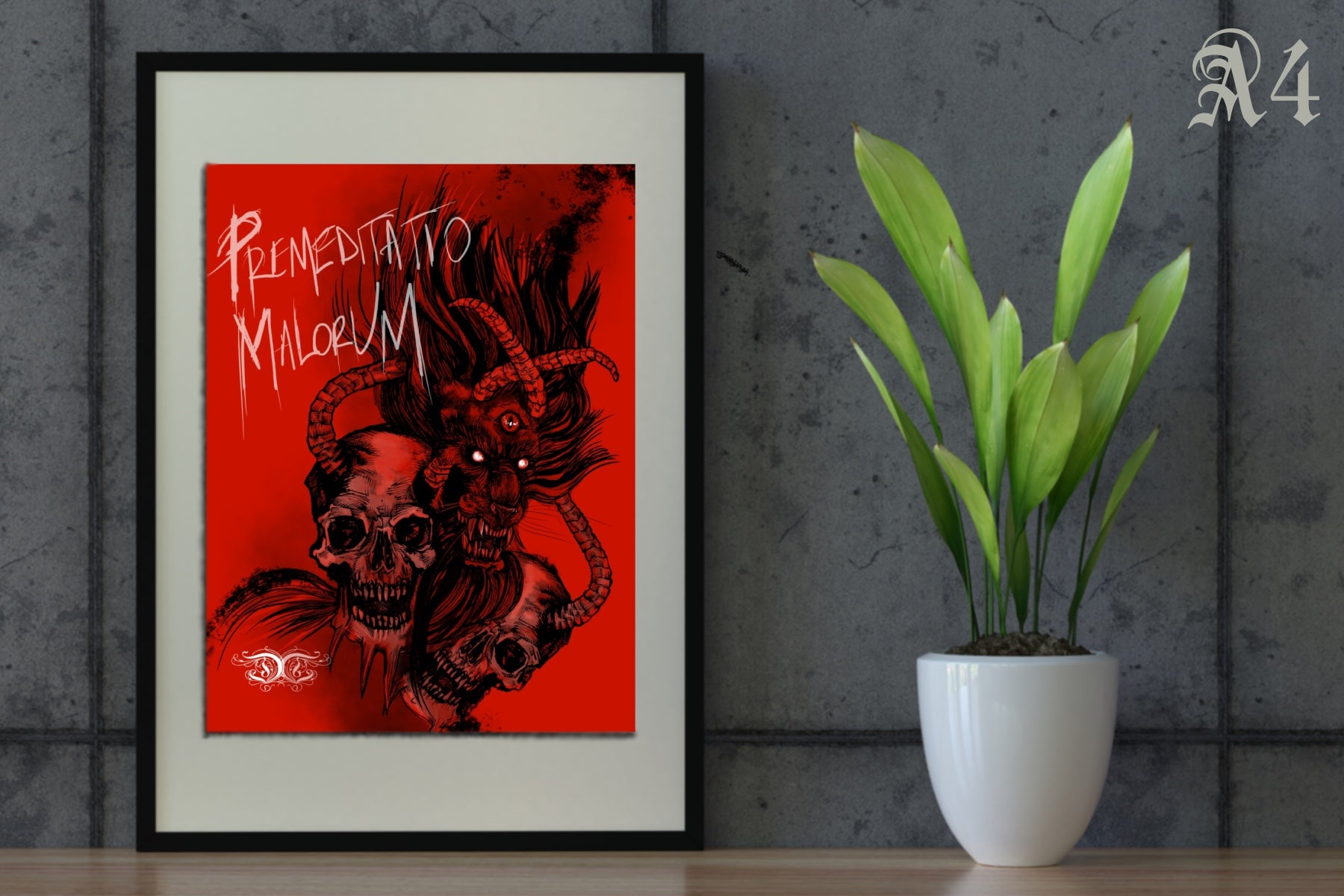 Fine Art Giclee Print Postcard A6/ A5/ A4 - ‘Premeditatio Malorum’ skull, gothic, dark art