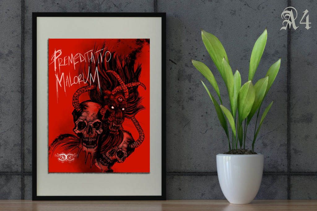 Fine Art Giclee Print Postcard A6/ A5/ A4 - ‘Premeditatio Malorum’ skull, gothic, dark art