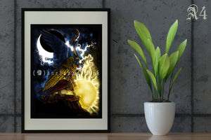 ‘Horus’ Fine Art Giclee Fine Art Print Postcard A6/ A5/ A4 - Egyptian God Fantasy Dark Mythology Folklore Art