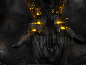 ‘The Black Goat’ Skull Dark Horror Fine Art Giclee Print Postcard A6/ A5/ A4 Lovecraft Tribute