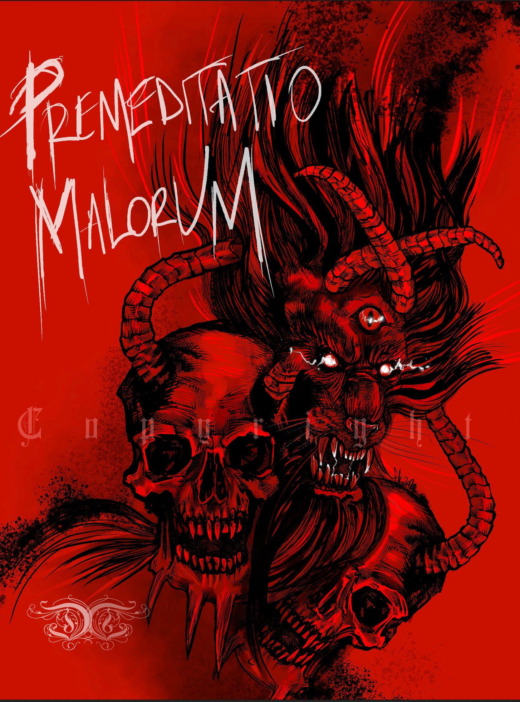 Fine Art Giclee Print Postcard A6/ A5/ A4 - ‘Premeditatio Malorum’ skull, gothic, dark art
