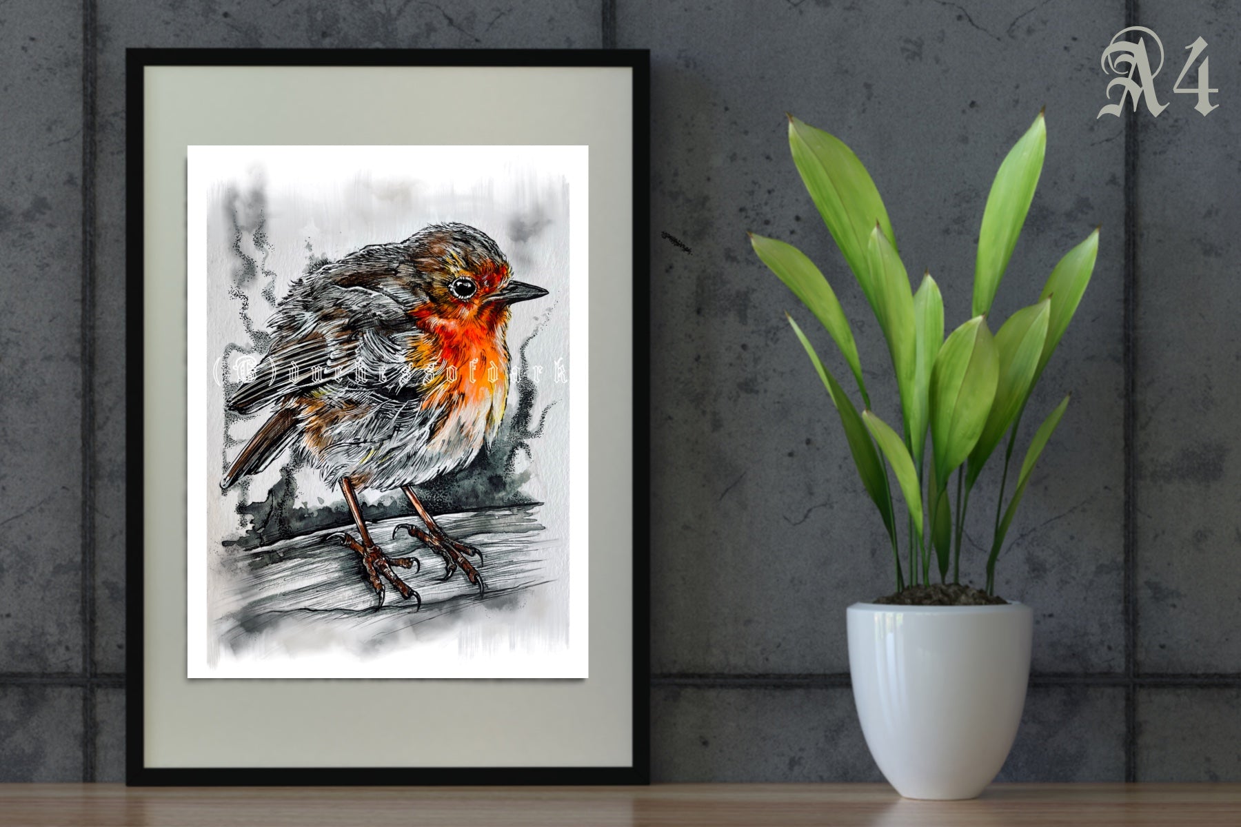 Robin Giclee Fine Art Print A6/A5/A4 - power animal totem bird songbird avian twitcher art