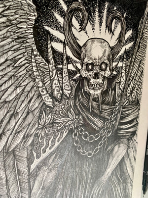 Original Ink Art ‘For In That Sleep Of Death’ Grim Reaper Skull