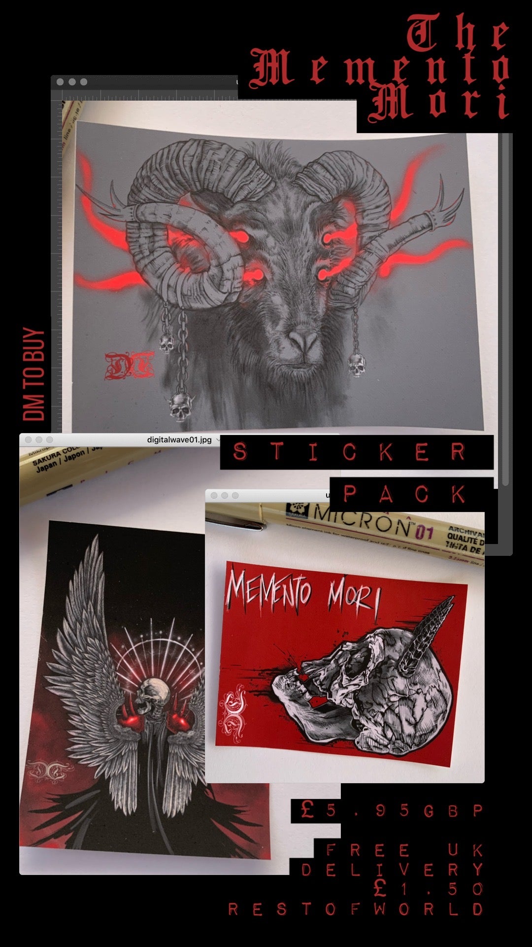 Duchess of Dark Art Assorted Vinyl Sticker Packs - horror, gothic, dark art